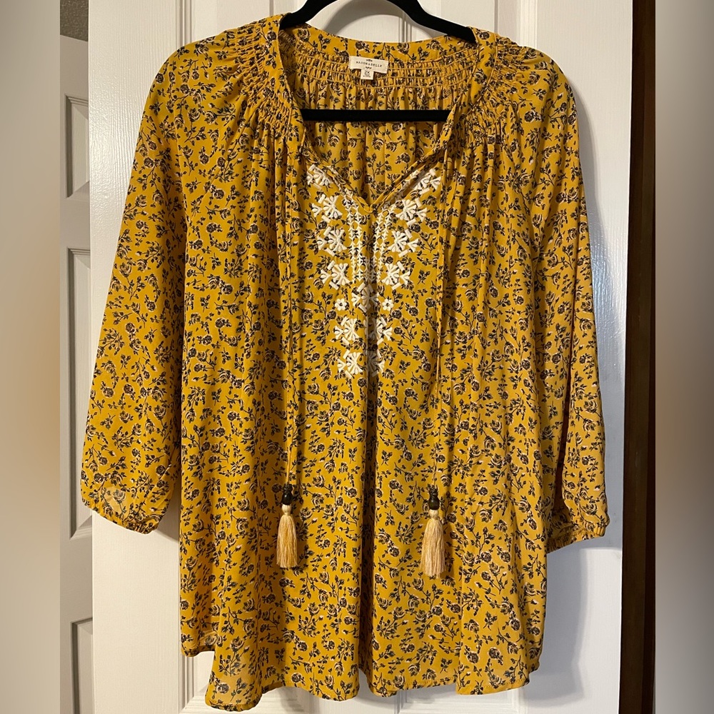 MASON BELLE - 2X - LIKE NEW - Mustard Yellow Blouse